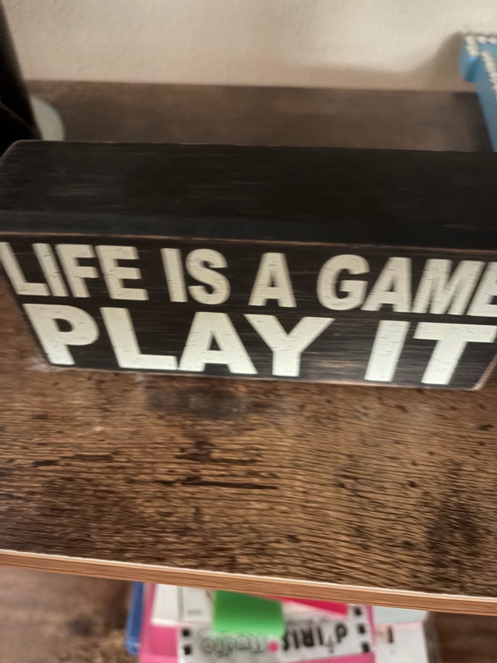 Michaels Black Block Sign with White Lettering - 'Life Is A Game'